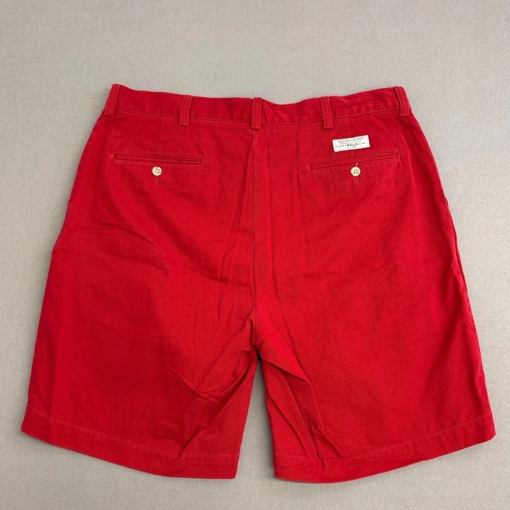 Polo Ralph Lauren Mens Prospect Shorts Red Cotton Twill Chino Flat Front 36 x 9